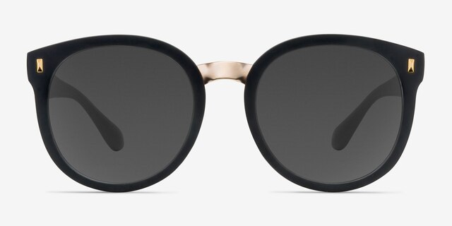 Vedette Matte Black Plastic-metalSunglass Frames from EyeBuyDirect, Front View