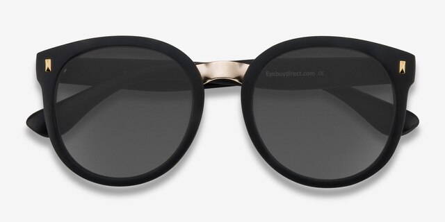 Vedette Matte Black Plastic-metalSunglass Frames from EyeBuyDirect, Closed View