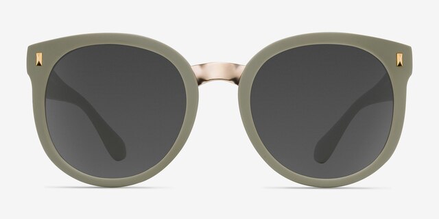 Vedette Matte Olive Plastic-metalSunglass Frames from EyeBuyDirect, Front View