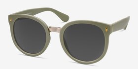 Vedette Matte Olive Plastic-metal Soleil de Lunette de vue d'EyeBuyDirect, Vue d'Angle