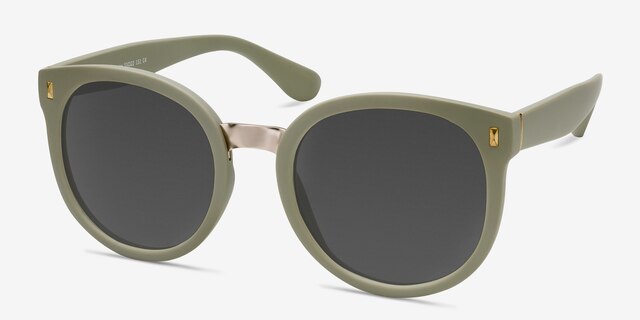 Vedette Matte Olive Plastic-metalSunglass Frames from EyeBuyDirect, Angle View