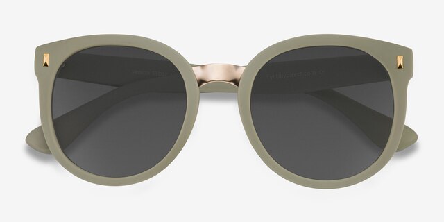 Vedette Matte Olive Plastic-metalSunglass Frames from EyeBuyDirect, Closed View