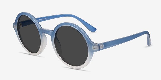 Solstice Blue Clear PlasticSunglass Frames from EyeBuyDirect, Angle View