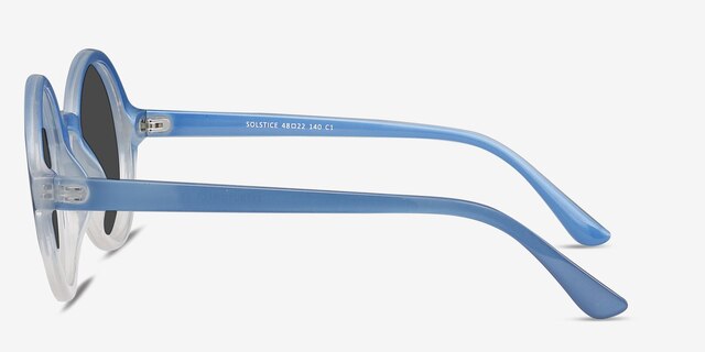 Solstice Blue Clear PlasticSunglass Frames from EyeBuyDirect, Side View