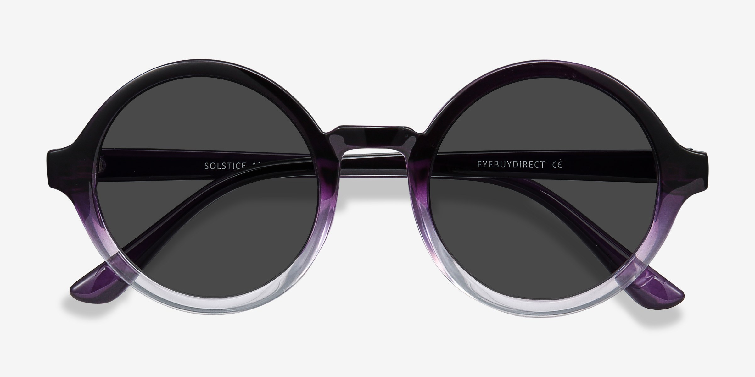 Solstice - Round Purple Clear Frame Prescription Sunglasses | Eyebuydirect