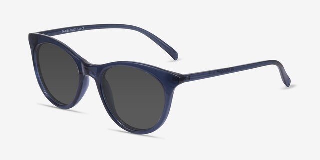 Cartel Clear Navy PlasticSunglass Frames from EyeBuyDirect, Angle View
