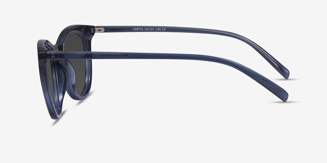 Cartel Clear Navy PlasticSunglass Frames from EyeBuyDirect, Side View