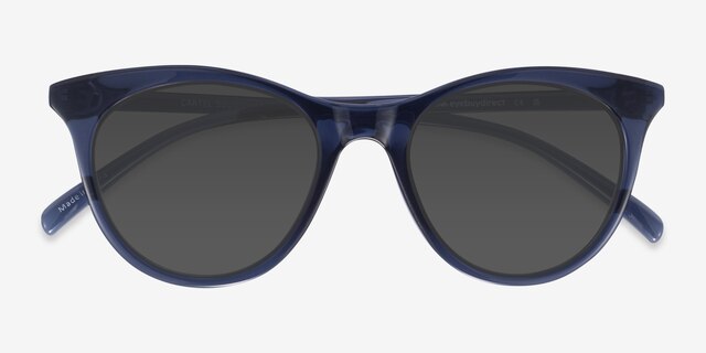 Cartel Clear Navy PlasticSunglass Frames from EyeBuyDirect, Closed View