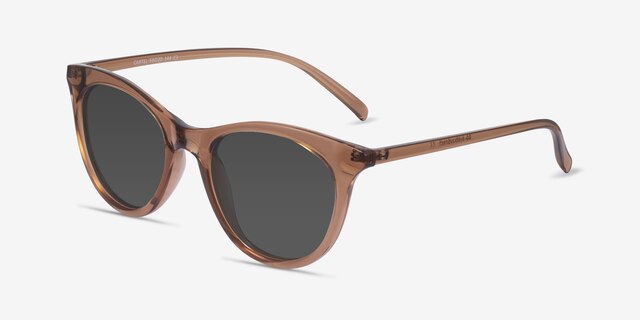 Cartel Clear Brown PlasticSunglass Frames from EyeBuyDirect, Angle View