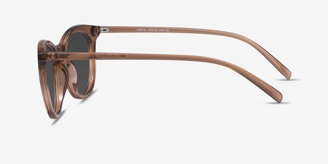 Cartel Clear Brown PlasticSunglass Frames from EyeBuyDirect, Side View