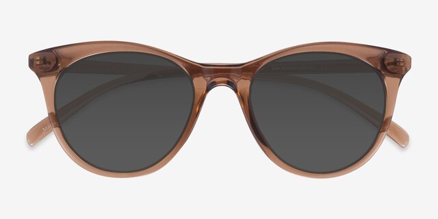 Cartel Clear Brown PlasticSunglass Frames from EyeBuyDirect, Closed View