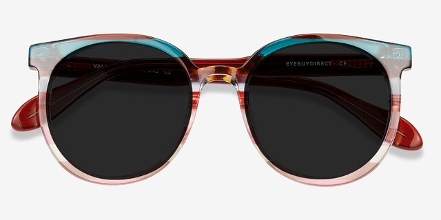 Valence Red Green AcetateSunglass Frames from EyeBuyDirect, Closed View
