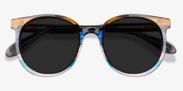 Valence Brown Blue AcétateSoleil de Lunette de vue d'EyeBuyDirect, Vue Rapprochée