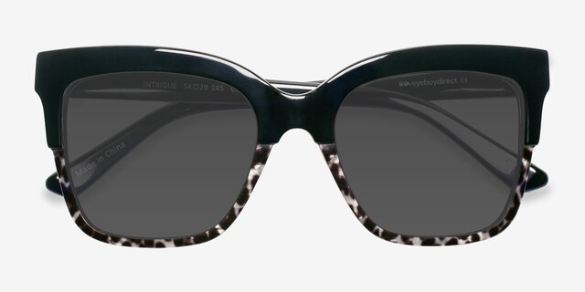 Intrigue Black Leopard AcetateSunglass Frames from EyeBuyDirect, Closed View