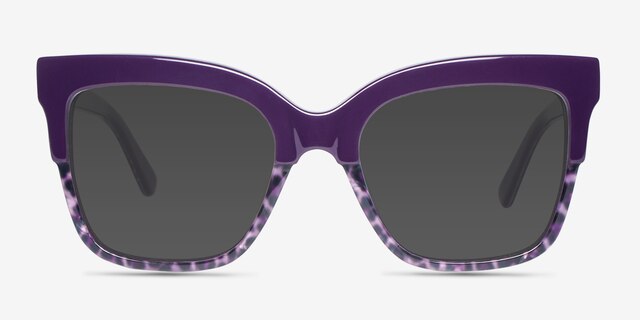 Intrigue Purple Leopard AcetateSunglass Frames from EyeBuyDirect, Front View