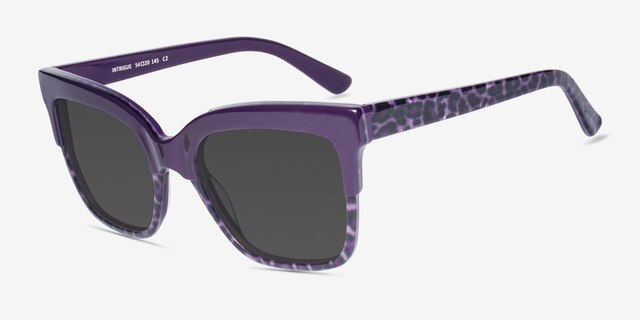 Intrigue Purple Leopard AcetateSunglass Frames from EyeBuyDirect, Angle View