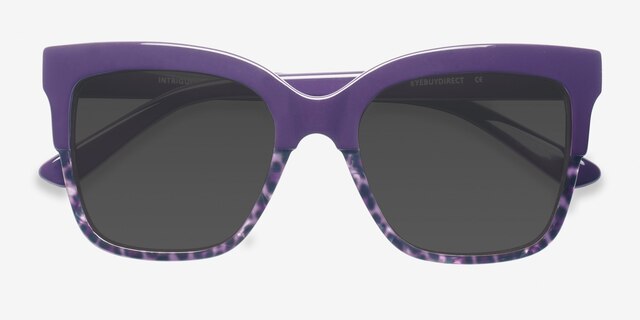 Intrigue Purple Leopard AcetateSunglass Frames from EyeBuyDirect, Closed View