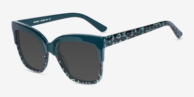 Intrigue Green Leopard AcetateSunglass Frames from EyeBuyDirect, Angle View