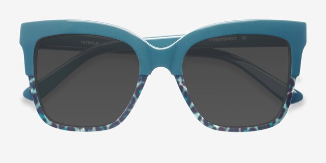 Intrigue Green Leopard AcetateSunglass Frames from EyeBuyDirect, Closed View