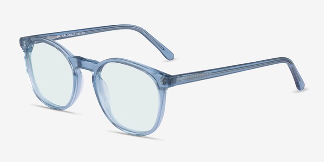Safari Clear Blue AcetateSunglass Frames from EyeBuyDirect, Angle View