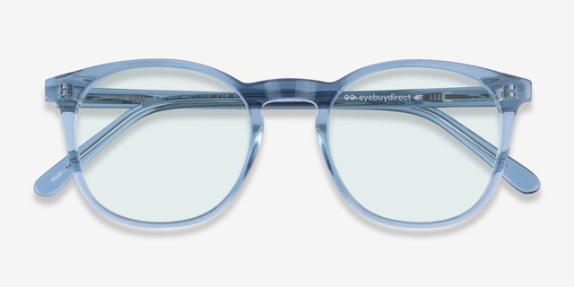 Safari Clear Blue AcetateSunglass Frames from EyeBuyDirect, Closed View
