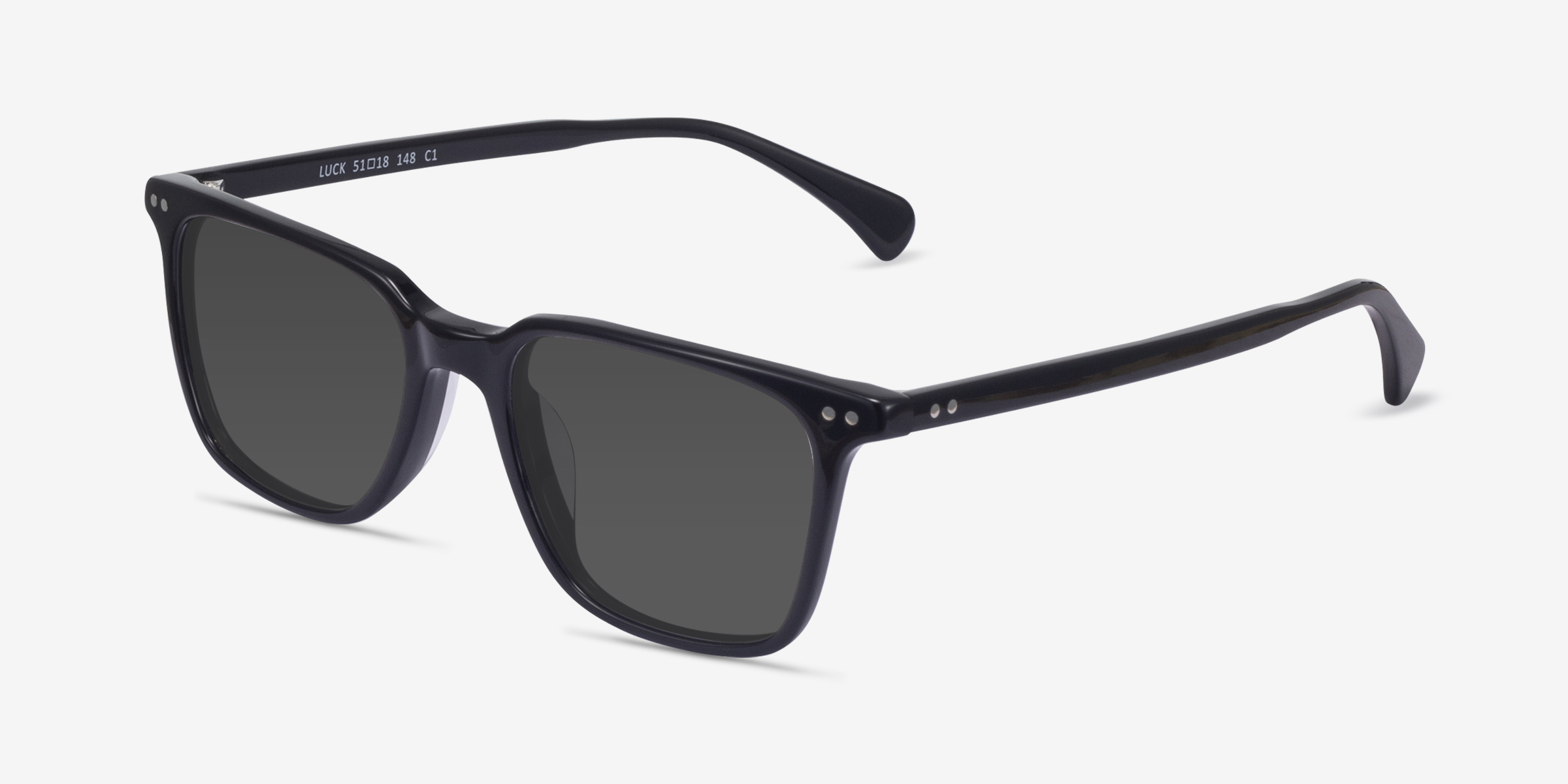 Luck - Rectangle Black Frame Prescription Sunglasses | Eyebuydirect