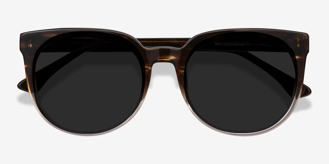 Queen Brown Striped AcétateSoleil de Lunette de vue d'EyeBuyDirect, Vue Rapprochée