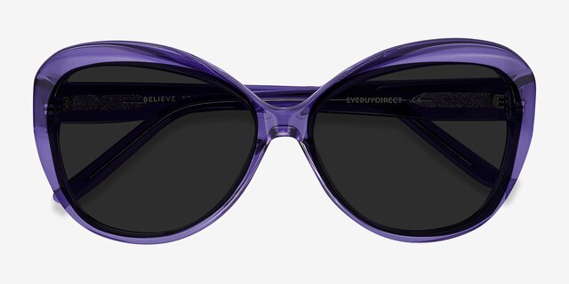 Believe Purple AcetateSunglass Frames from EyeBuyDirect, Closed View