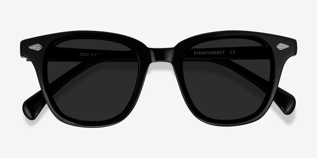 Sao Paulo Black AcetateSunglass Frames from EyeBuyDirect, Closed View