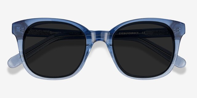 Quartz Blue AcetateSunglass Frames from EyeBuyDirect, Closed View