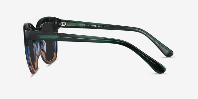 Tropic Green Striped AcetateSunglass Frames from EyeBuyDirect, Side View