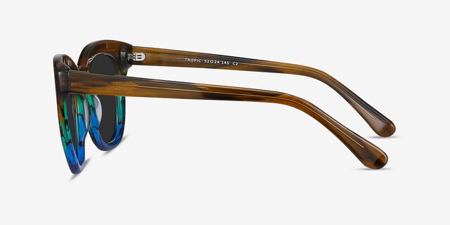 Tropic Brown Striped AcetateSunglass Frames from EyeBuyDirect, Side View