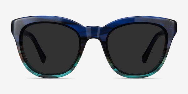 Tropic Blue Striped Acetate Sunglass Frames