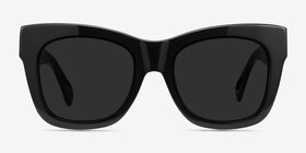 Calico Noir Acétate Soleil de Lunette de vue d'EyeBuyDirect, Vue de Face