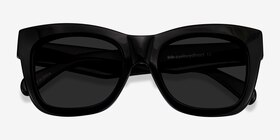 Calico Noir Acétate Soleil de Lunette de vue d'EyeBuyDirect, Vue Rapprochée