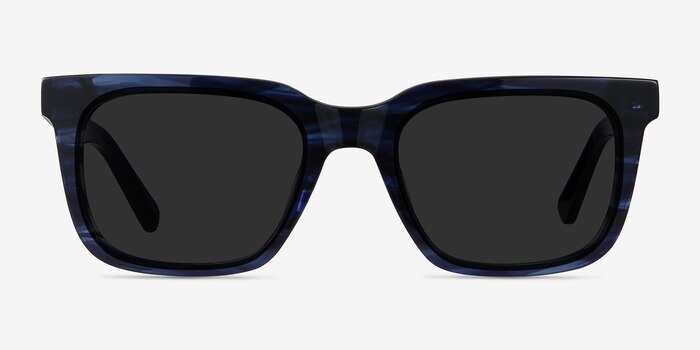 Riddle Blue Striped Acetate Sunglass Frames from EyeBuyDirect