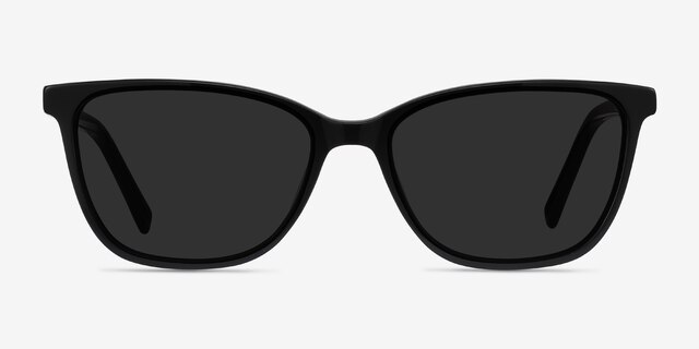 Halle Noir AcétateSoleil de Lunette de vue d'EyeBuyDirect, Vue de Face