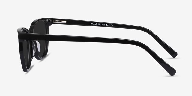 Halle Noir AcétateSoleil de Lunette de vue d'EyeBuyDirect, Vue de Côté