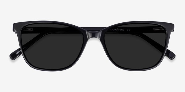 Halle Noir AcétateSoleil de Lunette de vue d'EyeBuyDirect, Vue Rapprochée