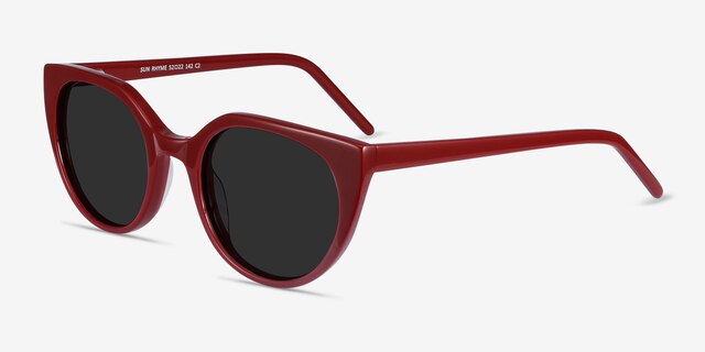 Sun Rhyme Burgundy AcetateSunglass Frames from EyeBuyDirect, Angle View