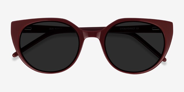 Sun Rhyme Burgundy AcetateSunglass Frames from EyeBuyDirect, Closed View