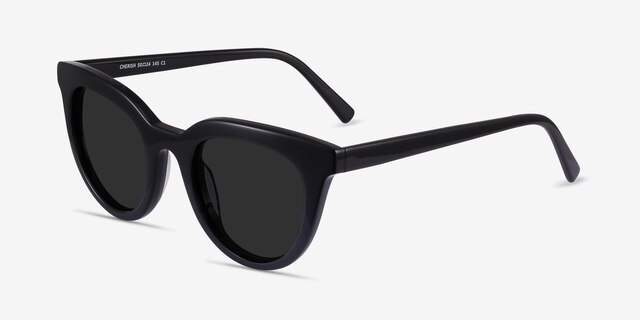 Cherish Black AcetateSunglass Frames from EyeBuyDirect, Angle View
