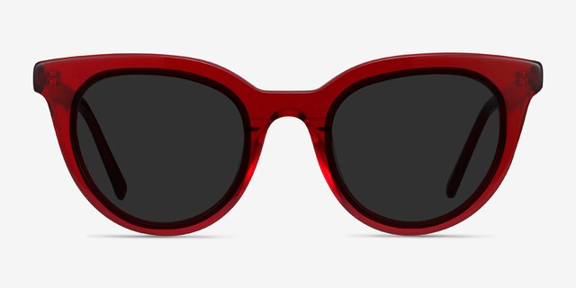 Cherish Rouge AcétateSoleil de Lunette de vue d'EyeBuyDirect, Vue de Face