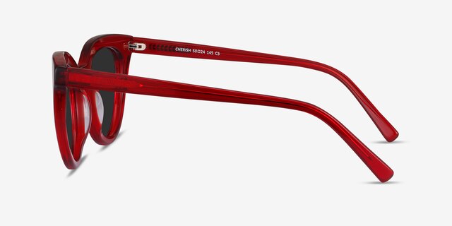 Cherish Rouge AcétateSoleil de Lunette de vue d'EyeBuyDirect, Vue de Côté