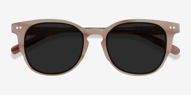 Emilie Brown Striped AcetateSunglass Frames from EyeBuyDirect, Closed View