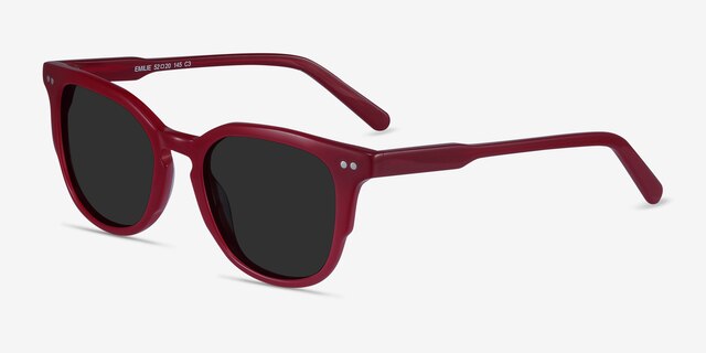 Emilie Burgundy AcetateSunglass Frames from EyeBuyDirect, Angle View