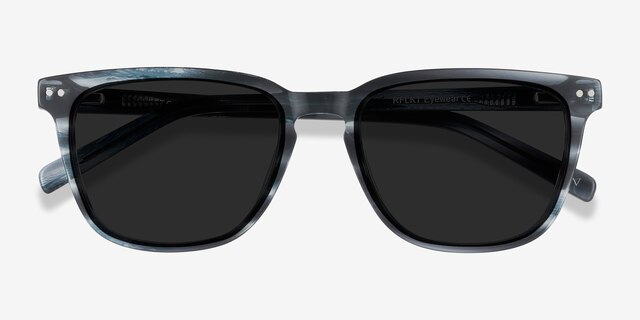 City Blue Striped AcetateSunglass Frames from EyeBuyDirect, Closed View