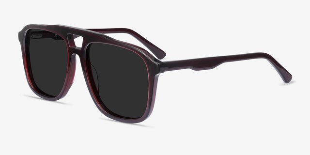 Aster Dark Burgundy AcétateSoleil de Lunette de vue d'EyeBuyDirect, Vue d'Angle