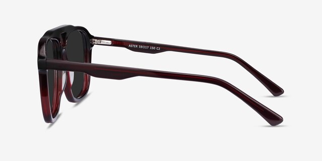 Aster Dark Burgundy AcétateSoleil de Lunette de vue d'EyeBuyDirect, Vue de Côté