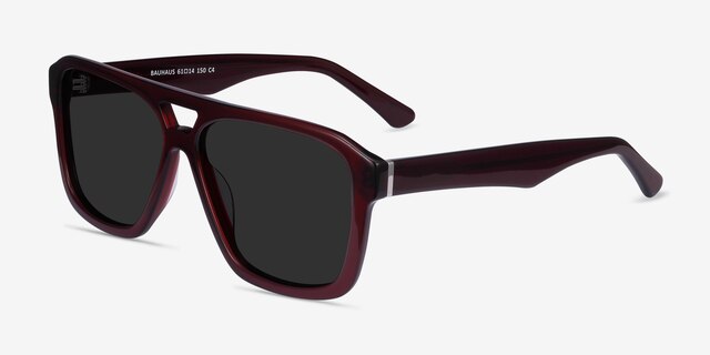Bauhaus Burgundy AcetateSunglass Frames from EyeBuyDirect, Angle View